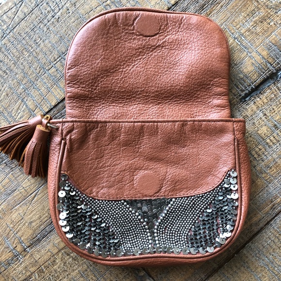 New Antik Batik Sequin Leather Darix Pouch Clutch - Picture 7 of 9